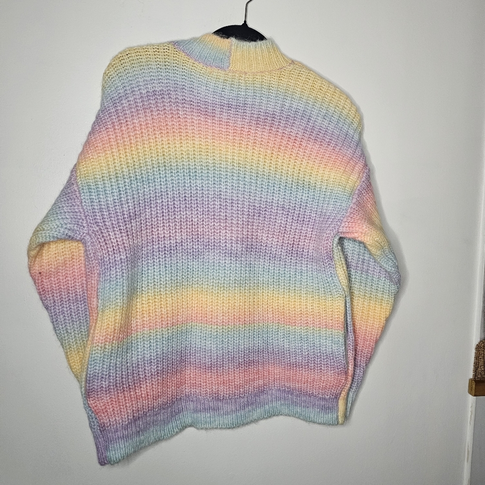 NWT Blank NYC Oversized Chunky Knit Pastel Rainbow Cardigan Sweater Size XL - Picture 7 of 9